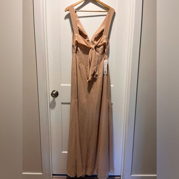 AZAZIE Women's Party Chiffon Princess Maxi Dress Christiana Beige - Picture 5 of 7